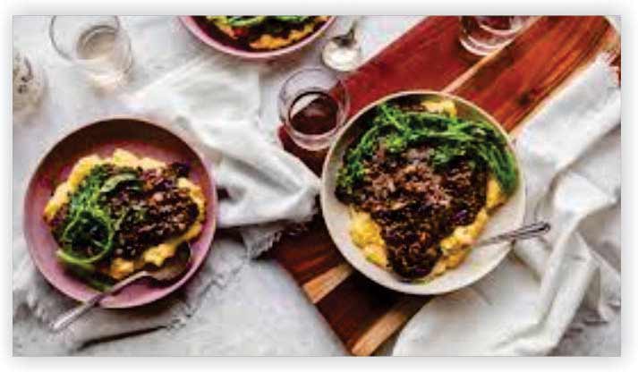 BBQ Lentils Over Cheese Grits